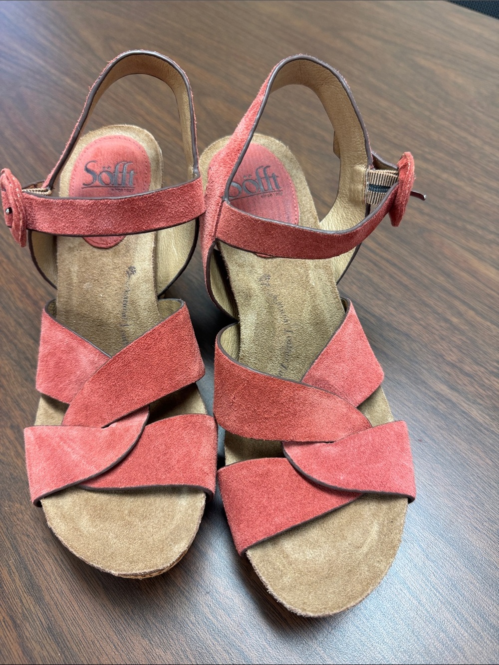 Sofft Coral Suede Crisscross Slingback Sandals
